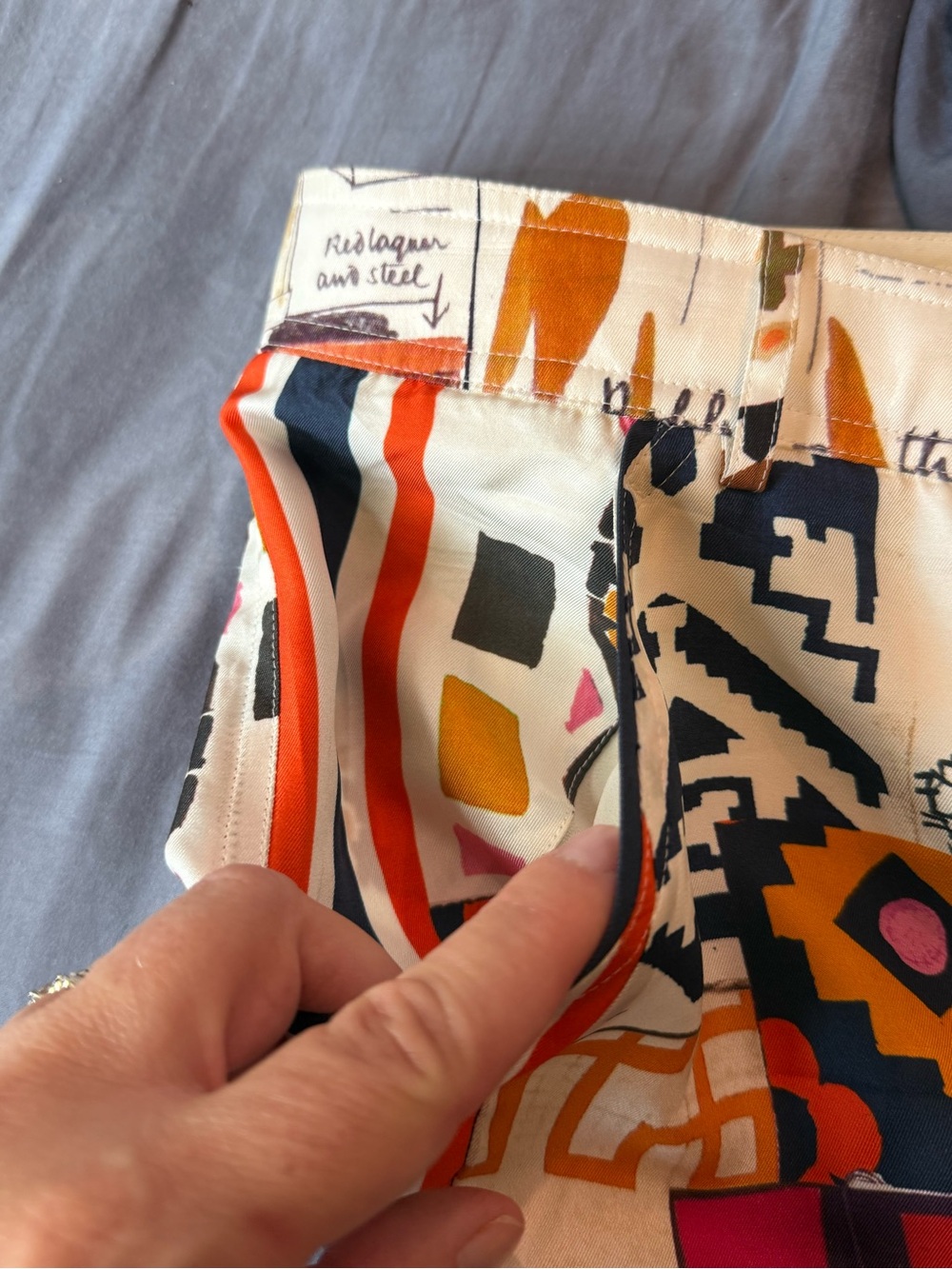 Tory Burch Sienna Printed Silk Trousers | Patchwork Collage | Size Medium - Picture 11 of 16